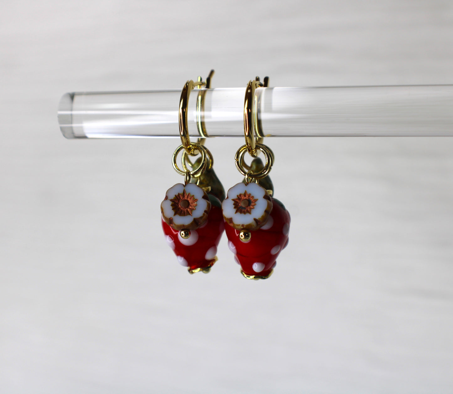 Earrings with strawberry charms