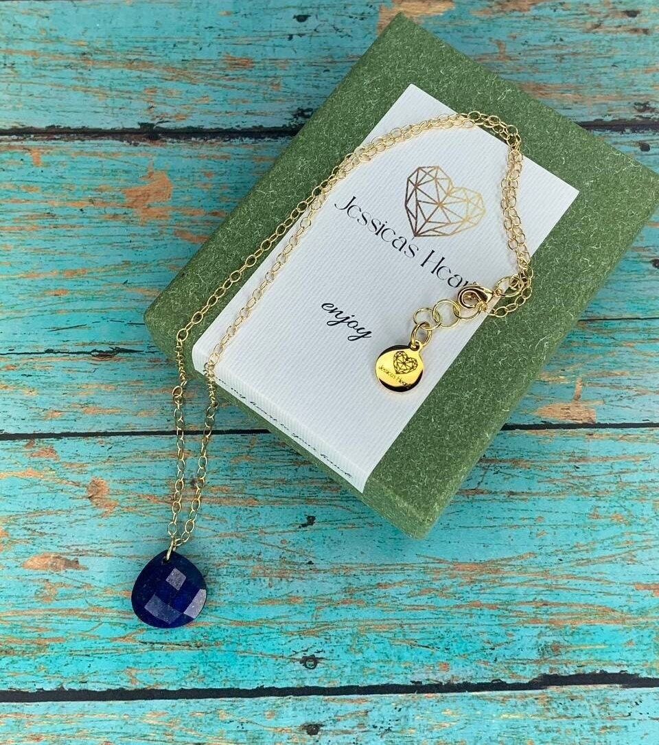 14K Gold Necklace & Lapis Lazuli