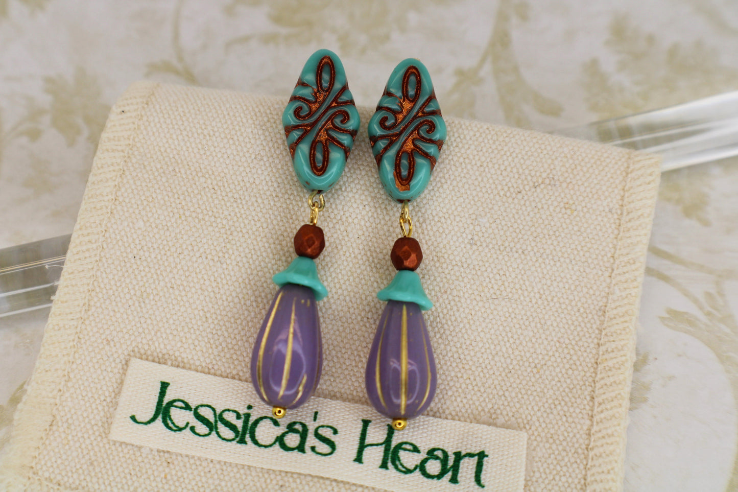 Turquoise Blue Czech Crystal Earrings