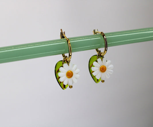 Earrings shell flowers and Czech