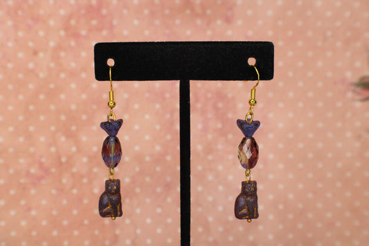 Czech Glass Cat Earrings